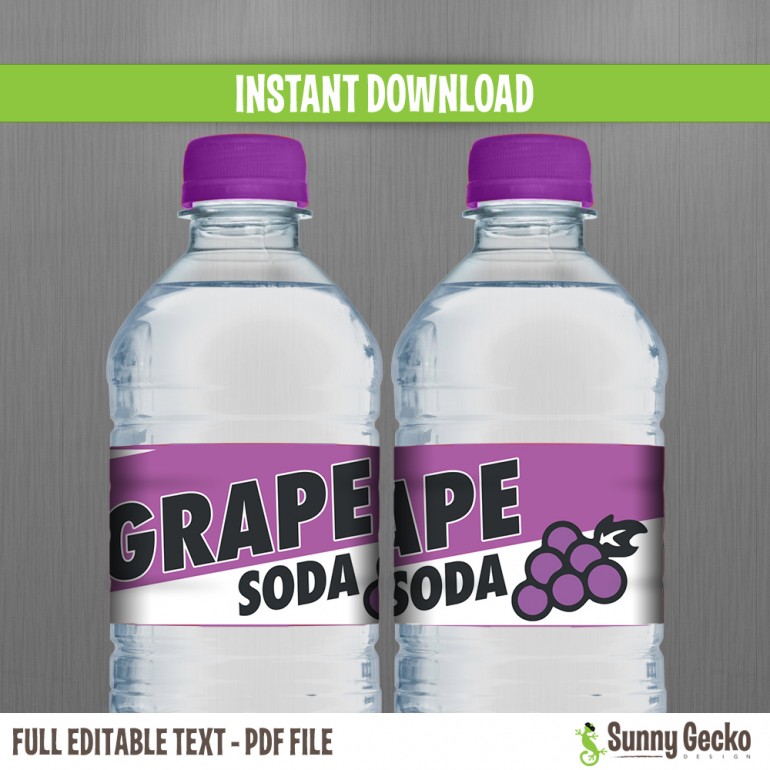 Up Grape Soda Birthday Bottle Labels 